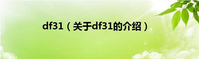 df31（关于df31的介绍）