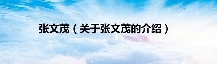 张文茂（关于张文茂的介绍）
