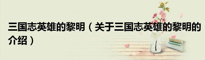 三国志英雄的黎明（关于三国志英雄的黎明的介绍）