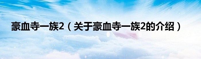 豪血寺一族2（关于豪血寺一族2的介绍）