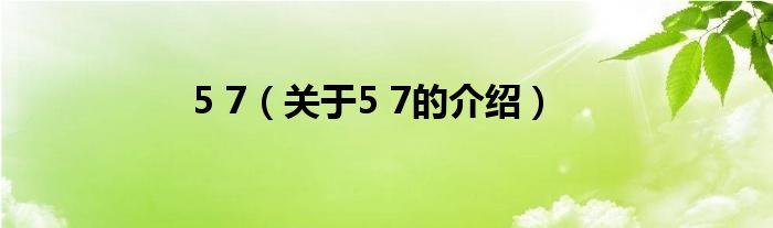 5 7（关于5 7的介绍）