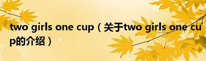 two girls one cup（关于two girls one cup的介绍）