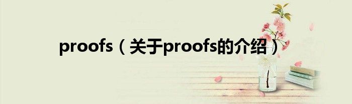 proofs（关于proofs的介绍）