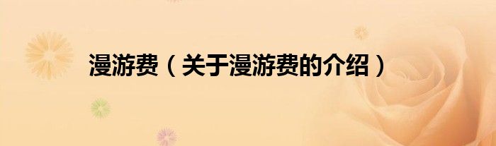 漫游费（关于漫游费的介绍）