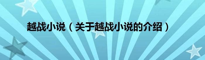 越战小说（关于越战小说的介绍）