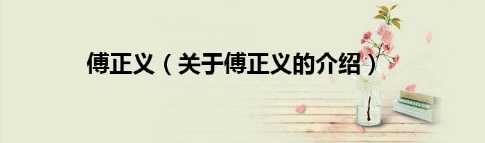 傅正义（关于傅正义的介绍）