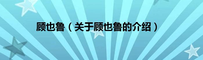 顾也鲁（关于顾也鲁的介绍）