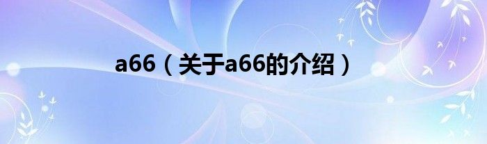 a66（关于a66的介绍）