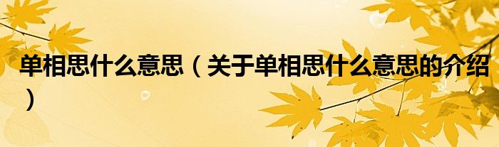 单相思什么意思（关于单相思什么意思的介绍）