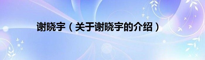 谢晓宇（关于谢晓宇的介绍）
