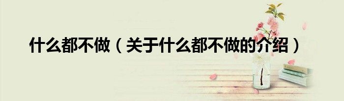 什么都不做（关于什么都不做的介绍）