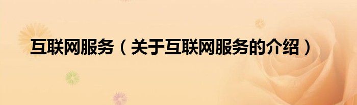 互联网服务（关于互联网服务的介绍）