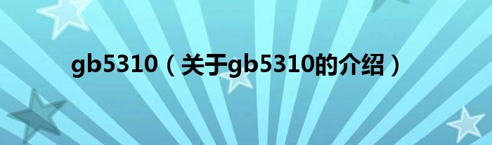 gb5310（关于gb5310的介绍）