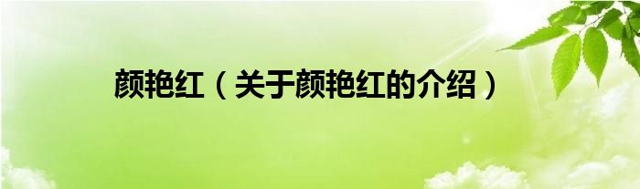 颜艳红（关于颜艳红的介绍）