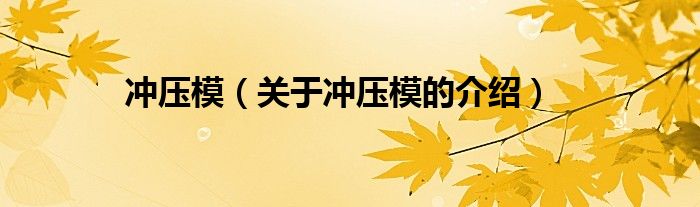 冲压模（关于冲压模的介绍）