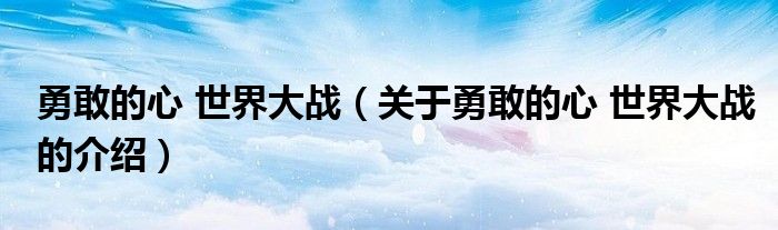 勇敢的心 世界大战（关于勇敢的心 世界大战的介绍）