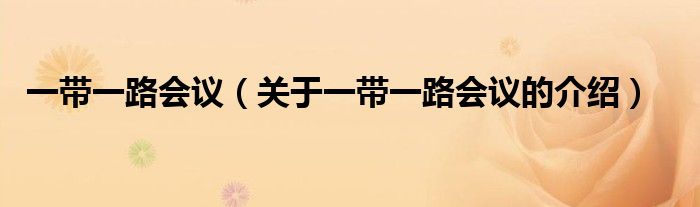 一带一路会议（关于一带一路会议的介绍）