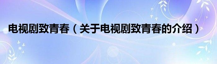 电视剧致青春（关于电视剧致青春的介绍）