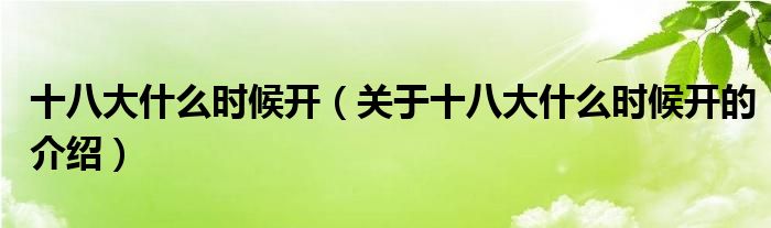 十八大什么时候开（关于十八大什么时候开的介绍）