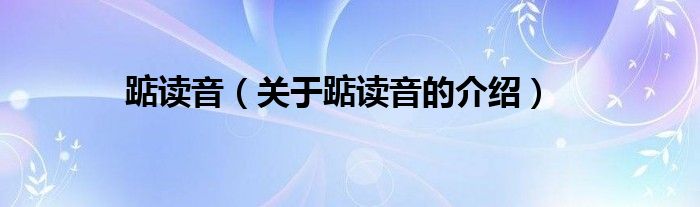 踮读音（关于踮读音的介绍）