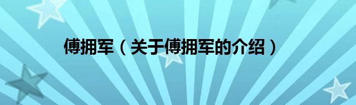 傅拥军（关于傅拥军的介绍）
