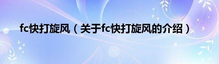 fc快打旋风（关于fc快打旋风的介绍）
