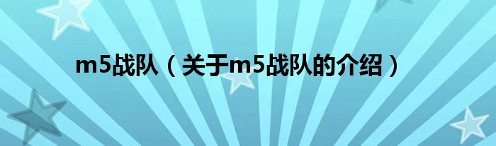 m5战队（关于m5战队的介绍）