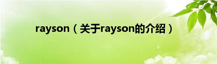rayson（关于rayson的介绍）