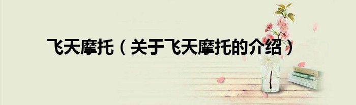 飞天摩托（关于飞天摩托的介绍）