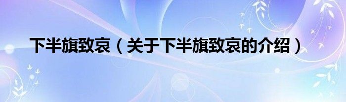 下半旗致哀（关于下半旗致哀的介绍）