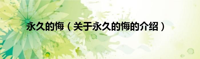 永久的悔（关于永久的悔的介绍）