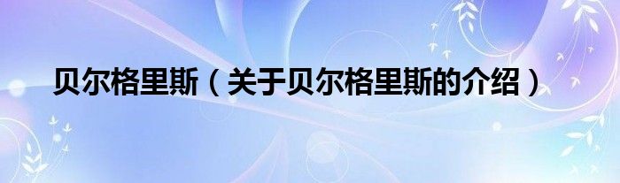 贝尔格里斯（关于贝尔格里斯的介绍）