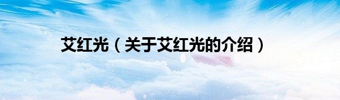 艾红光（关于艾红光的介绍）
