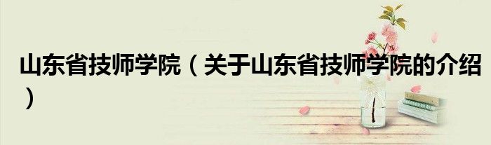 山东省技师学院（关于山东省技师学院的介绍）