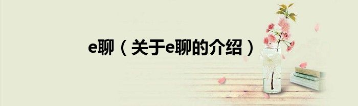 e聊（关于e聊的介绍）