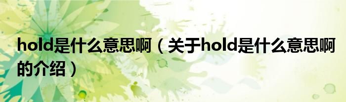 hold是什么意思啊（关于hold是什么意思啊的介绍）