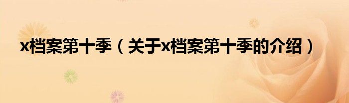 x档案第十季（关于x档案第十季的介绍）