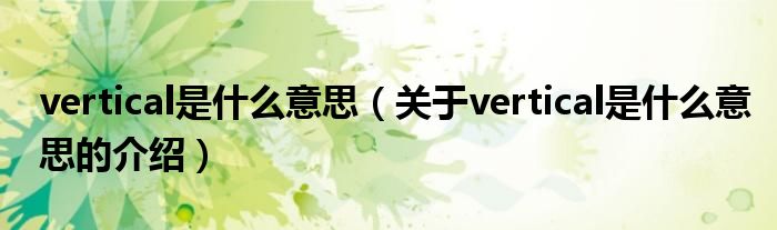 vertical是什么意思（关于vertical是什么意思的介绍）