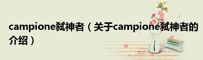 campione弑神者（关于campione弑神者的介绍）