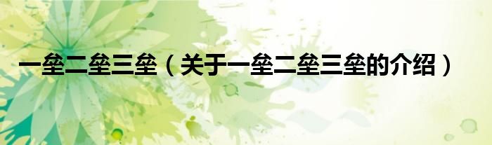 一垒二垒三垒（关于一垒二垒三垒的介绍）