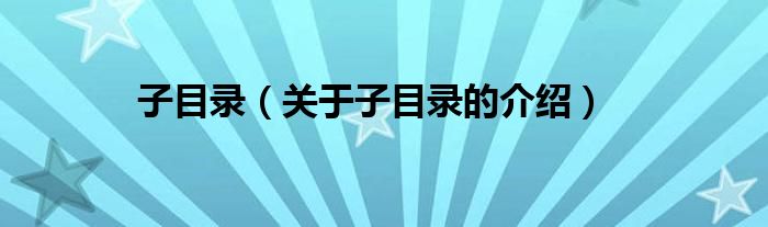 子目录（关于子目录的介绍）