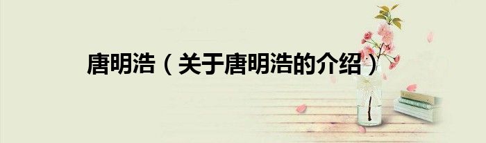 唐明浩（关于唐明浩的介绍）