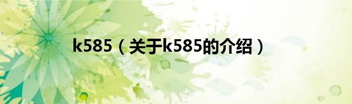 k585（关于k585的介绍）