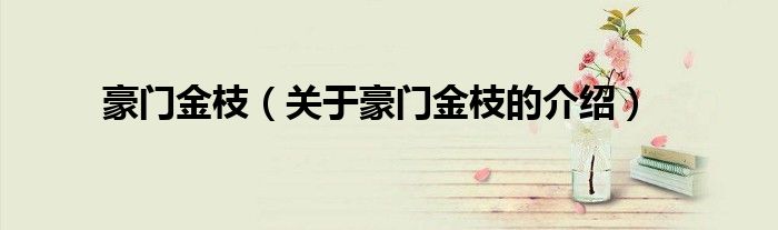 豪门金枝（关于豪门金枝的介绍）