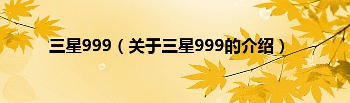 三星999（关于三星999的介绍）