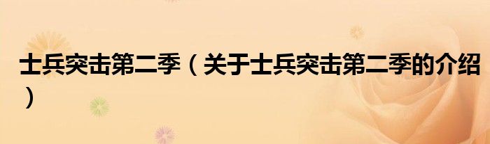士兵突击第二季（关于士兵突击第二季的介绍）