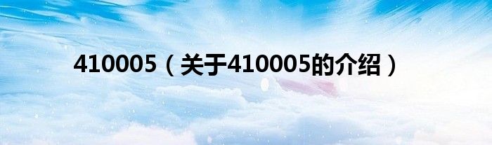 410005（关于410005的介绍）