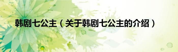 韩剧七公主（关于韩剧七公主的介绍）