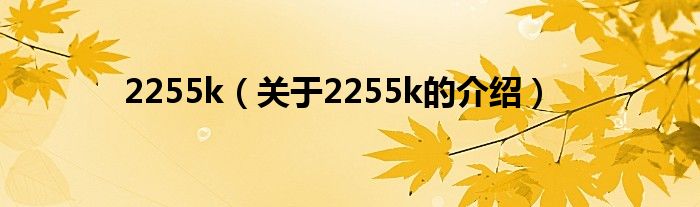 2255k（关于2255k的介绍）