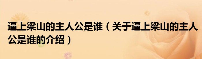 逼上梁山的主人公是谁（关于逼上梁山的主人公是谁的介绍）